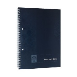 Caiet European Book A5 de Matematica cu Dublu Spira Metalica, 80 File, Coperta Policromie Albastra, Caiet Spiralat de Mate, Caiete Tip Agenda