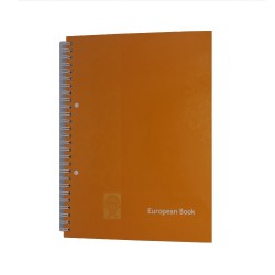 Caiet European Book A5 de Matematica cu Dublu Spira Metalica, 80 File, Coperta Policromie Portocalie, Caiet Spiralat de Mate, Caiete Tip Agenda
