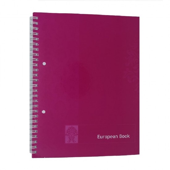 Caiet European Book A4 de Roz cu Dublu Spira Dictando, 80 File, Coperta Policromie Roz, Caiet Spiralat de Romana, Caiet Tip Agenda