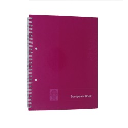 Caiet European Book A5 de Matematica cu Dublu Spira Metalica, 80 File, Coperta Policromie Roz, Caiet Spiralat Matematica, Caiete Tip Agenda