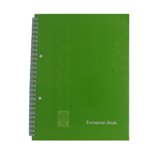 Caiet European Book A4 de Matematica cu Dublu Spira Metalica, 80 File, Coperta Policromie Verde, Caiet Spiralat Matematica, Caiete Tip Agenda