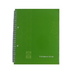 Caiet European Book A5 de Matematica cu Dublu Spira Metalica, 80 File, Coperta Policromie Verde, Caiet Spiralat de Mate, Caiete Tip Agenda