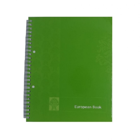 Caiet European Book A5 de Matematica cu Dublu Spira Metalica, 80 File, Coperta Policromie Verde, Caiet Spiralat de Mate, Caiete Tip Agenda
