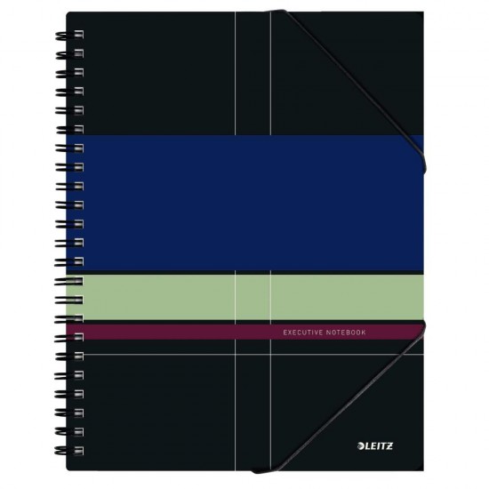 Caiet de Birou A4 Leitz Executive Be Mobile, Spiralat, Aritmetica, 80 File, Coperta PP, Negru/Violet, Caiete de Birou, Caiete pentru Birou, Caiet Organizare, Caiete Spiralate Matematica, Caiete Matematica Spiralate, Caiete Aritmetica, Caiete A4 Matematica