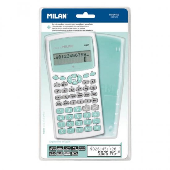 Calculator Milan, Stiintific, Antibacterial, 12 Digits, 240 de Functii, Carcasa de Protectie, Multicolor, Calculator Stiintific, Calculatoare Stiintifice, Calculator cu 240 Functii, Rechizite Scolare, Articole Birotica