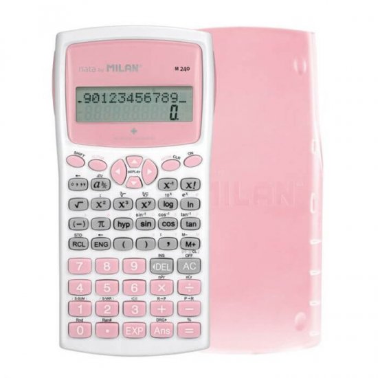 Calculator Milan, Stiintific, Antibacterial, 12 Digits, 240 de Functii, Roz/Alb, Carcasa de Protectie, Multicolor, Calculator Stiintific, Calculatoare Stiintifice, Calculator cu 240 Functii, Rechizite Scolare, Articole Birotica
