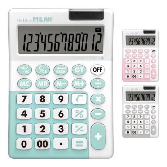 Calculator Milan, Desktop, Antibacterial, 12 Digits, Verde/Alb, Carcasa de Protectie, Multicolor, Calculator Stiintific, Calculatoare Stiintifice, Rechizite Scolare, Articole Birotica