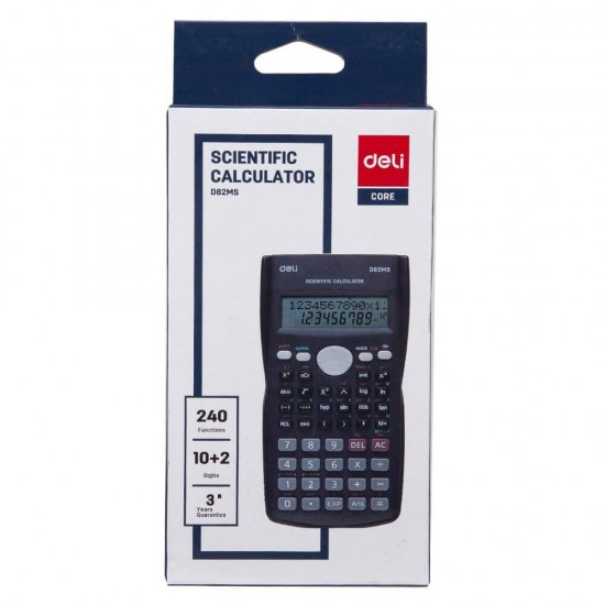 Calculator Stiintific Deli D82MS, 12 Digits, Negru, 240F, 82 Ms, Alimentare Baterie, Calculator Stiintific , Calculator Stiintific 12 Digits, Calculator Stiintific Deli 