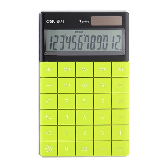 Calculator de Birou Modern Deli 1589, 12 Digits, Verde, Alimentare Dubla, Calculator Birou, Calculator de Birou, Calculatir Birou 12 Digits, Calculator Birou cu Verificare si Corectie, Calculator Birou Deli 