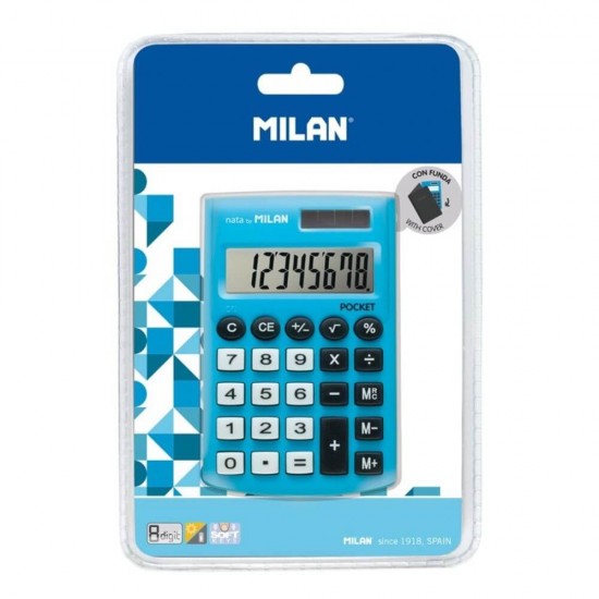 Calculator de Birou MILAN, 8 Digits, 97x62x8 mm, Alimentare Duala, Corp din Plastic Albastru, Calculatoare Birou, Calculator 8 Digits, Calculator Buzunar, Calculator de Birou MILAN, Calculatoare Buzunar, Calculator Portabil