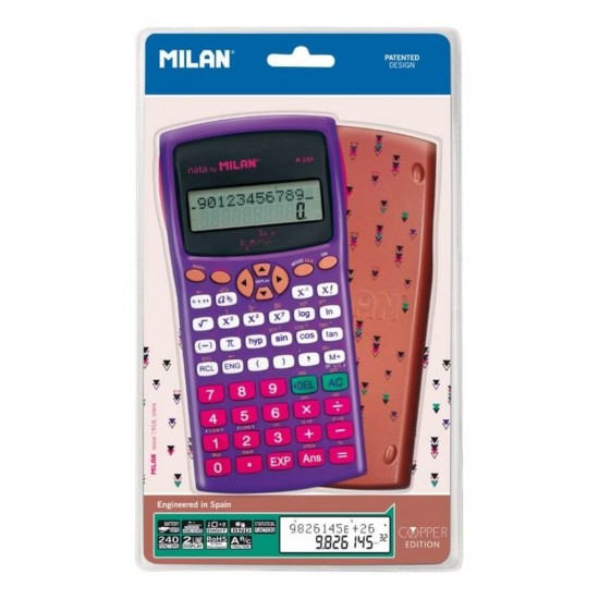 Calculator Stiintific MILAN, 10+2 Digits, 143x75x15 mm, 240 Functii, Corp Multicolor, Calculatoare Birou Stiintifice, Calculator 10+2 Digits, Calculator Stiintific de Birou MILAN, Calculatoare Buzunar cu Alimentare Dubla