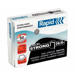 Capse 26/8 Rapid Super Strong, 1000 Buc/Set, Capacitate 50 Coli, Capse Rezitente, Capse Otel, Capse din Otel, Set de Capse, Set Capse Rapid, Capse Rapid Super Strong, Capse Capsator, Capse pentru Capsator, Capse Rapide