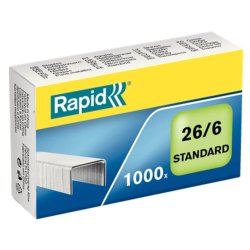 Capse 26/6 Rapid Standard, 1000 Buc/Set, Capacitate 20 Coli, Capse Rezitente, Capse Otel, Capse din Otel, Set de Capse, Set Capse Rapid, Capse Rapid Standard, Capse Capsator, Capse pentru Capsator, Capse Rapide