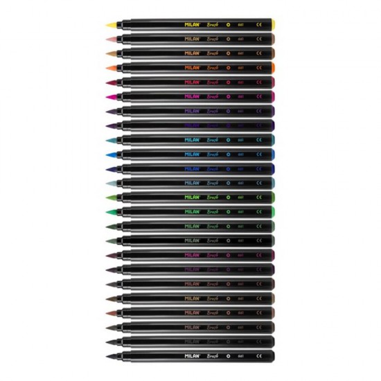 Set 24 Carioci Milan, Tip Pensula, Plastic, Diverse Culori
