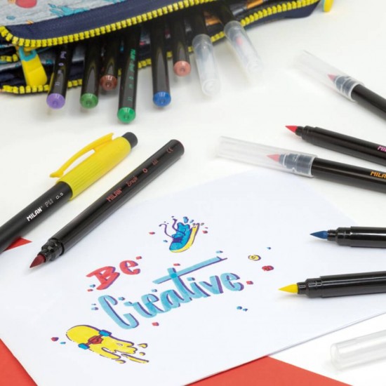 Set 24 Carioci Milan, Tip Pensula, Plastic, Diverse Culori