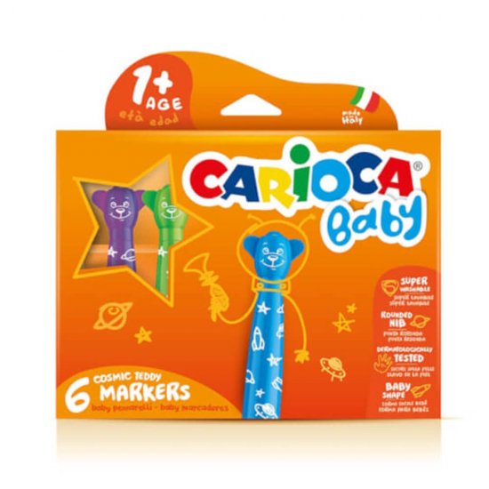 Carioci Carioca, Teddy Markers, Baby, Non-Toxice, Set, 6 Culori, Set de Carioci, Carioci la Set, Carioci 6 Culori, Carioci Colorate, Carioci Baby, Carioci Non-Toxice, Carioci pentru Copii, Carioci Multicolore, Carioci pentru Desen