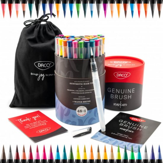Carioci Daco, Non-Toxice, Varf Pensula, Set, 48 Culori, Set de Carioci, Carioci la Set, Carioci 48 Culori, Carioci Colorate, Carioci Non-Toxice, Carioci pentru Copii, Carioci Multicolore, Carioci pentru Desen, Carioci cu Varf Pensula