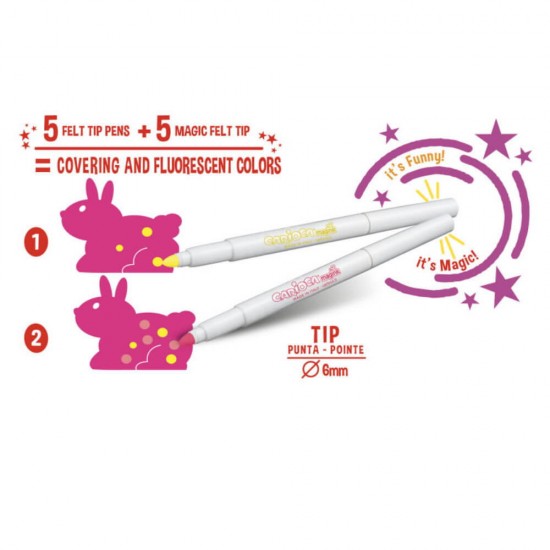 Set 10 Carioci Magice Carioca, Blister, Diverse Culori