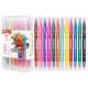 Set 12 Carioci cu Varf Dublu Fin/Carioca, Deli Color Emotion, Culori Lavabile, Multicolore, Carioci Multicolore Deli,  Set de Carioci, Rechizite Scolare, Carioci cu Varf Dublu