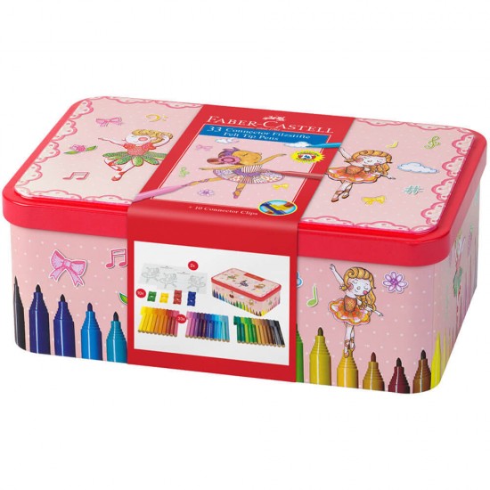 Set 33 Carioci Colorate Faber-Castell Ballerina Box Connector Cu Clip Prindere, Carioca Pentru Copii, Carioca De Colorat, Carioci Pentru Copii, Carioci Pentru Colorat, Carioci Colorate Pentru Desenat, Carioci Faber-castell