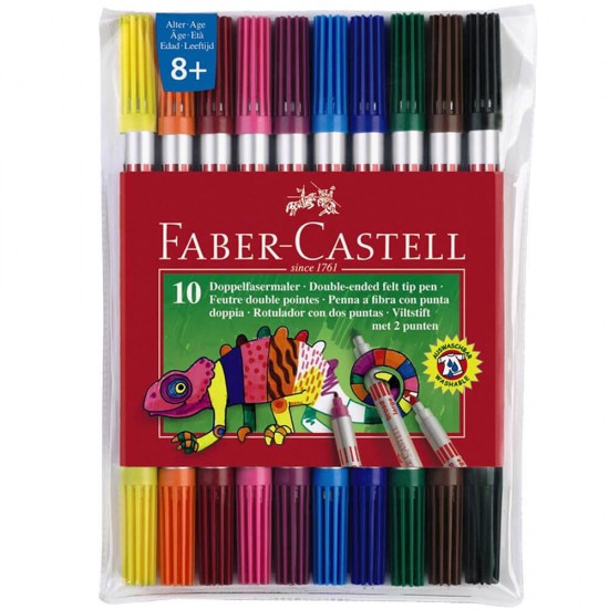 Set 10 Carioci Colorate Faber-Castell Cu 2 Capete De Scriere, Carioca Pentru Copii, Carioca De Colorat, Carioci Pentru Copii, Carioci Pentru Colorat, Carioci Colorate Pentru Desenat, Carioci Faber-castell