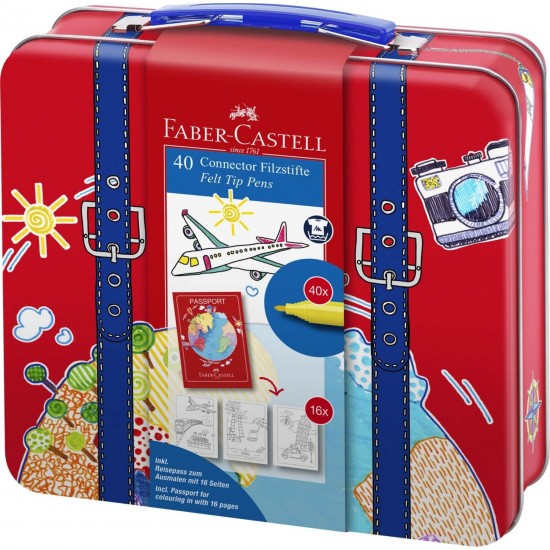 Set 40 Carioci Colorate Faber-Castell Valiza Connector Cu Clip Prindere, Carioca Pentru Copii, Carioca De Colorat, Carioci Pentru Copii, Carioci Pentru Colorat, Carioci Colorate Pentru Desenat, Carioci Faber-castell