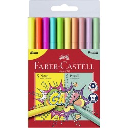 Set 10 Carioci Faber-Castell Grip, 5 Culori Neon si 5 Culori Pastel, Varf Rezistent la Presiune, Carioci Colorate, Carioci Neon, Carioci Pastelate, Carioci Pastel, Carioci la Set, Set de Carioci, Carioci Culori Diverse, Carioci Varf Rezistent Set 10 Carioci Faber-Castell Grip, 5 Culori Neon si 5 Culori Pastel, Varf Rezistent la Presiune, Carioci Colorate, Carioci Neon, Carioci Pastelate, Carioci Pastel, Carioci la Set, Set de Carioci, Carioci Culori Diverse, Carioci Varf Rezistent