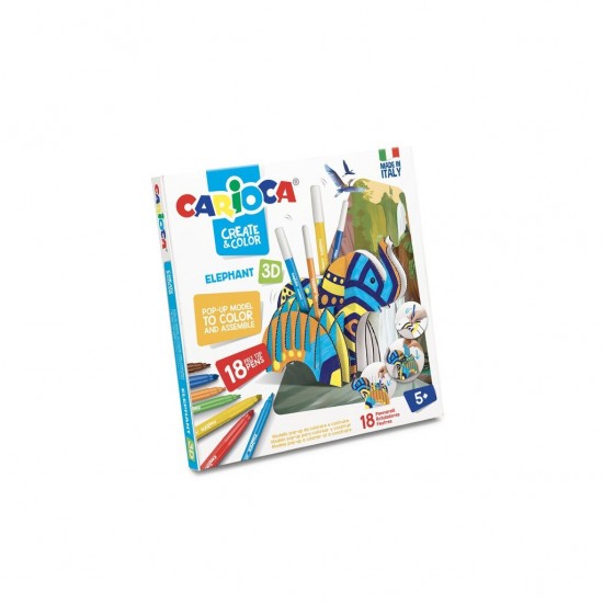 Set Carioci CARIOCA 3D Elefant + 2 Planse Tip Puzzle 3D, 18 Carioci/6 Carioci Maxi cu Scriere 6 mm, 12 Carioci cu Scriere 2.6 mm, Carioci Non-Toxice, Carioci de Colorat, Carioci Colorate Capat Dublu, Carioci de Colorat pentru Copii Set Carioci CARIOCA 3D Elefant + 2 Planse Tip Puzzle 3D, 18 Carioci/6 Carioci Maxi cu Scriere 6 mm, 12 Carioci cu Scriere 2.6 mm, Carioci Non-Toxice, Carioci de Colorat, Carioci Colorate Capat Dublu, Carioci de Colorat pentru Copii