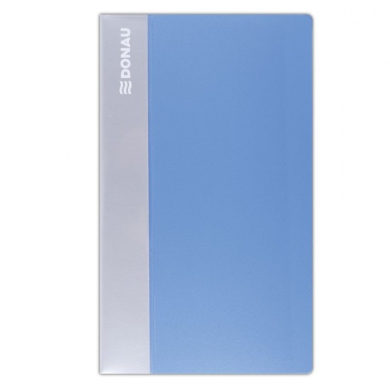 Clasor Carti de Vizita DONAU, 240 Pozitii, Coperta din Plastic, Model Albastru deschis, Clasor pentru Carti de Vizita