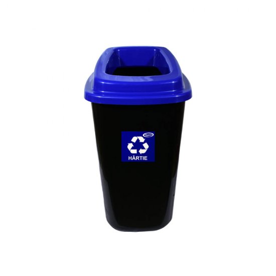 Pubela pentru Hartie Misavan, 60 L, Negru/Albastru, Marimea L, fara Capac, Cos de Gunoi pentru Colectare Selectiva, Material Plastic, Cos de Gunoi, Cos de Gunoi pentru Hartie, Cos de Gunoi Selectiv, Cos de Gunoi Misavan, Pubela Gunoi Misavan