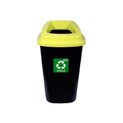 Pubela pentru Sticla Misavan, 60 L, Negru/Verde, Marimea L, fara Capac, Cos de Gunoi pentru Colectare Selectiva, Material Plastic, Cos de Gunoi, Cos de Gunoi pentru Sticla, Cos de  Gunoi Selectiv, Cos de Gunoi Misavan, Pubela Gunoi Misavan