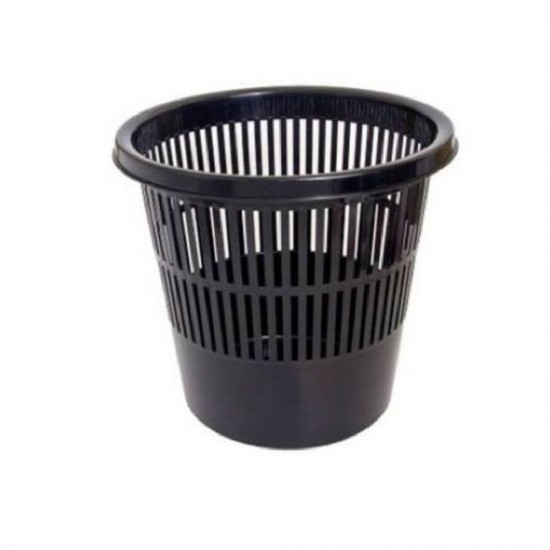Cos de Plastic Birou, 10 L, 27x29 cm, Culoare Neagra, Cosuri pentru Birou, Cosuri din Plastic pentru Birou, Cos din Plastic pentru Hartii, Cos Plastic cu Perforatii, Cos de Plastic 10 L, Cosuri Mici pentru Hartii, Accesorii de Birou
