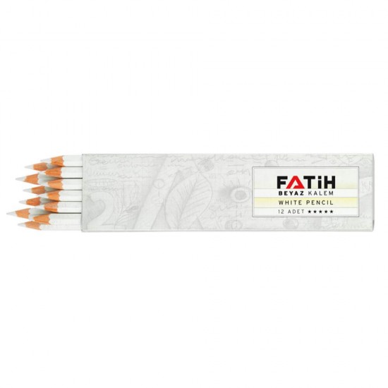 Set 12 Creioane Albe pentru Textile FATIH, Corp din Lemn si Mina Alba, Creion Alb Textile, Creion Alb Croitorie, Creioane Albe Croitorie, Creion Croitorie, Creion Textile, Creion din Creta, Echipamente de Croitorie, Accesorii Croitorie