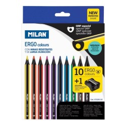 Set 10 Creioane Color MILAN Maxi Ergo, Corp din Lemn Negru, 10 Culori Diferite si Ascutitoare Inclusa, Set Creioane Colorate, Creioane Colorate, Creioane pentru Desen, Creioane Colorate pentru Scolari, Creioane Colorate din Lemn, Rechizite Scolare Set 10 Creioane Color MILAN Maxi Ergo, Corp din Lemn Negru, 10 Culori Diferite si Ascutitoare Inclusa, Set Creioane Colorate, Creioane Colorate, Creioane pentru Desen, Creioane Colorate pentru Scolari, Creioane Colorate din Lemn, Rechizite Scolare