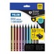 Set 10 Creioane Color MILAN Maxi Ergo, Corp din Lemn Negru, 10 Culori Diferite si Ascutitoare Inclusa, Set Creioane Colorate, Creioane Colorate, Creioane pentru Desen, Creioane Colorate pentru Scolari, Creioane Colorate din Lemn, Rechizite Scolare
