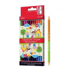 Set 12 Creioane Bicolore DACO, Corp din Lemn Triunghiular si Doua Capete de Scriere, 24 Culori Diferite Si Ascutitoare Inclusa, Set Creioane Bicolore, Creioane Colorate Bicolore, Creioane Bicolore, Creioane Doua Colori, Rechizite Scolare Set 12 Creioane Bicolore DACO, Corp din Lemn Triunghiular si Doua Capete de Scriere, 24 Culori Diferite Si Ascutitoare Inclusa, Set Creioane Bicolore, Creioane Colorate Bicolore, Creioane Bicolore, Creioane Doua Colori, Rechizite Scolare