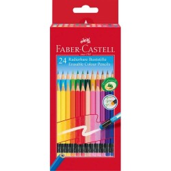 Set 24 Creioane Colorate cu Radiera Faber Castell Eco, Hexagonale, Creion Colorat cu Radiera, Creioane Colorate cu Guma de Sters, Creion Colorat cu Guma de Sters, Creioane Faber Castell Eco, Creioane Colorate Eco