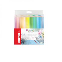 Set 24 Creioane Colorate Pastel Kores, Forma Triunghiulara, Set Creioane de Colorat, Set Culori, Creioane Colorate pentru Scoala, Set Culori pentru Scoala, Creioane Colorate Kores, Culori Kores, Creioane Colorate pentru Desen, Set Culori Kores