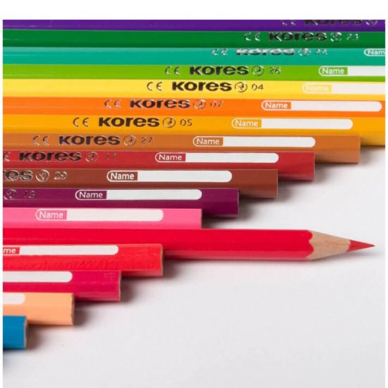 Set 36 Creioane Colorate Triunghiulare Kores, Ascutitoare, Set Creioane de Colorat, Set Culori, Creioane Colorate pentru Scoala, Set Culori pentru Scoala, Creioane Colorate Kores, Culori Kores, Creioane Colorate pentru Desen, Set Culori Kores
