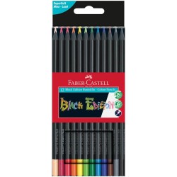 Set 12 Creioane Colorate Faber-Castell Black Edition, Triunghiulare, Lemn Negru, Creioane Faber Castell Black Edition, Creioane Colorate Black Edition, Creioane Colorate Corp Negru, Creioane Colorate Triunghiulare, Creioane Colorate Rezistente