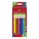 Set 10 Creioane Colorate Faber-Castell Jumbo, Triunghiulare, cu Ascutitoare Inclusa, Set Creioane Colorate si Ascutitoare, Set Creioane Colorate cu Ascutitoare, Creioane Faber Castell Jumbo, Creioane Colorate Jumbo, Creioane Colorate Corp Colorat