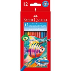 Set 12 Creioane Colorate Acuarelabile Faber-Castell, Hexagonale, Pensula Inclusa, Set Creioane Acuarelabile Faber Castell, Set Creioane Acuarela Faber Castell, Set Creioane Colorate Acuarela Faber Castell, Creioane pe Baza de Apa