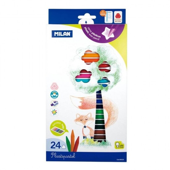 Set 24 Creioane Cerate MILAN, 24 Culori, Corp Hexagonal din Lemn, Creioane Colorate Cerate, Creioane Colorate, Creioane MILAN, Set Creioane Colorate, Creion Colorat, Creioane Scoala, Creioane Desen