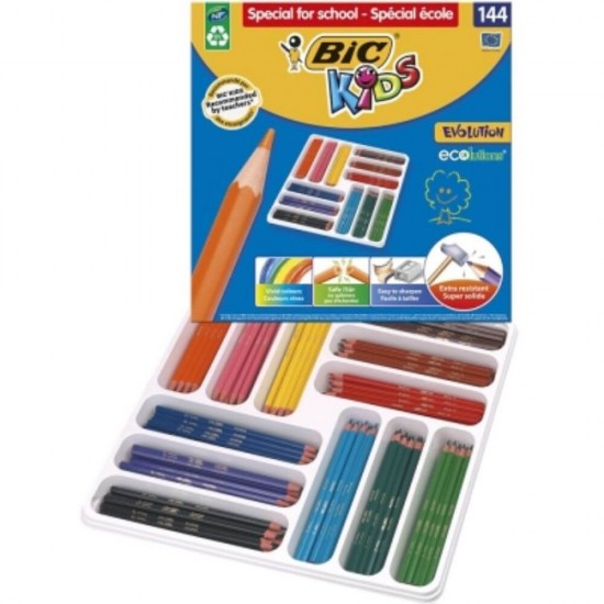 Creioane Colorate BIC Evolution, 144 Buc/Set, Culori Asortate, Creioane de Colorat, Creioane Colorate Copii, Set Creioane de Colorat, Creioane Colorate pentru Scoala, Set Creioane de Colorat BIC Evolution