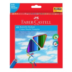 Creioane Colorate Faber-Castell Eco, 48 Buc/Set, Forma Triunghiulara, Ascutitoare Inclusa, Culori Asortate, Creion de Colorat, Creioane Colorate Faber-Castell, Creioane de Colorat pentru Copii, Creioane Multicolore, Creioane Multicolore de Colorat