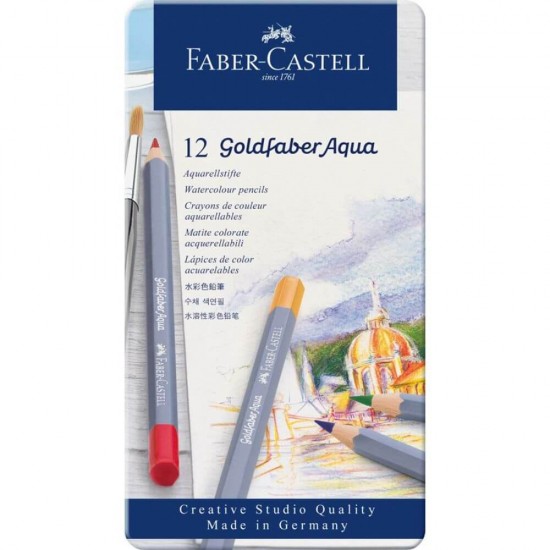 Set 12 Creioane Colorate Acuarela Faber-Castell Goldfaber Aqua, Diverse Culori, Creioane Acuarela Faber Castell Goldfaber Aqua, Creioane Colorate, Creioane Set, Set Creioane Colorate, Creion Colorat, Creioane Scoala, Creioane Acuarela pentru Desen