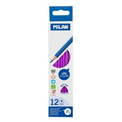 Set 12 Creioane Unicolor MILAN, Culoare Mov, Corp Hexagonal din Lemn, Creioane Mov, Set Creioane Mov, Creion Unicolor, Creioane Colorate, Creioane MILAN, Set Creioane Colorate, Creion Colorat, Creioane Scoala, Creioane Desen