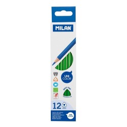 Set 12 Creioane Unicolor MILAN, Culoare Verde, Corp Hexagonal din Lemn, Creioane Verzi, Set Creioane Verzi, Creion Unicolor, Creioane Colorate, Creioane MILAN, Set Creioane Colorate, Creion Colorat, Creioane Scoala, Creioane Desen