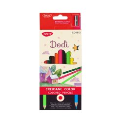 Set 12 Creioane Colorate Daco Dodi, Diametru Mina 4 mm, 12 Culori, Creioane Colorate Daco Grip, Creioane Colorate, Creioane Set, Set Creioane Colorate, Creion Colorat, Creioane Scoala, Creioane Desen, Creioane Colorate pentru Desen