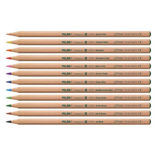 Set 12 Creioane Colorate Milan Maxi, Corp Hexagonal, Cartificat FSC, 12 Creioane Colorate, Set de Creioane, Creioane la Set, Creioane 12 Culori, Creioane Colorate, Creioane Non-Toxice, Creioane pentru Copii, Mini Creioane